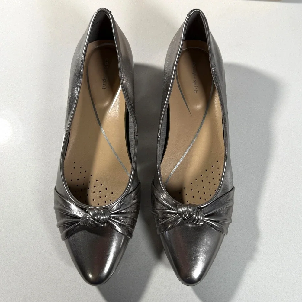 Easy Spirit Cristen Silver Metallic Knotted Pointed toe‎ Size 6N